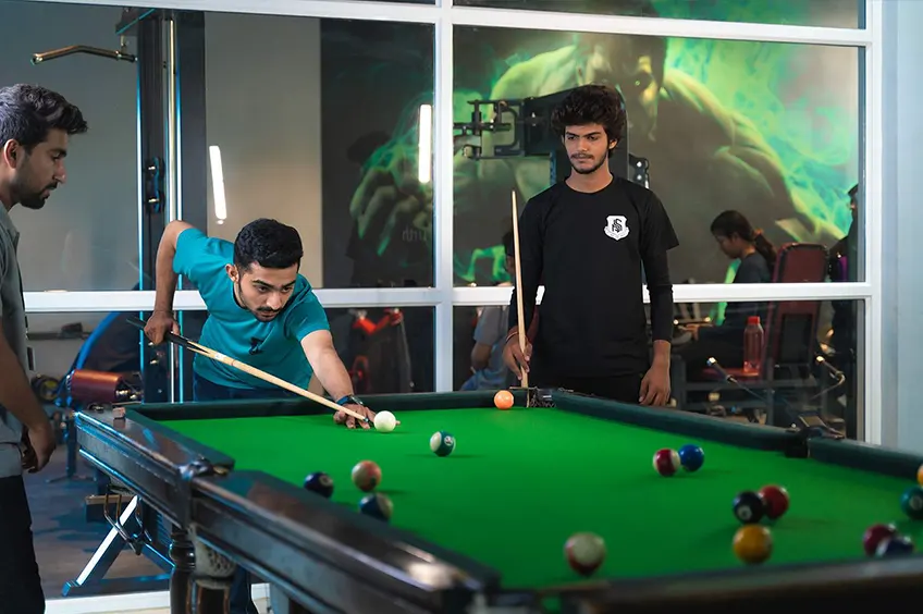 pool table image with students