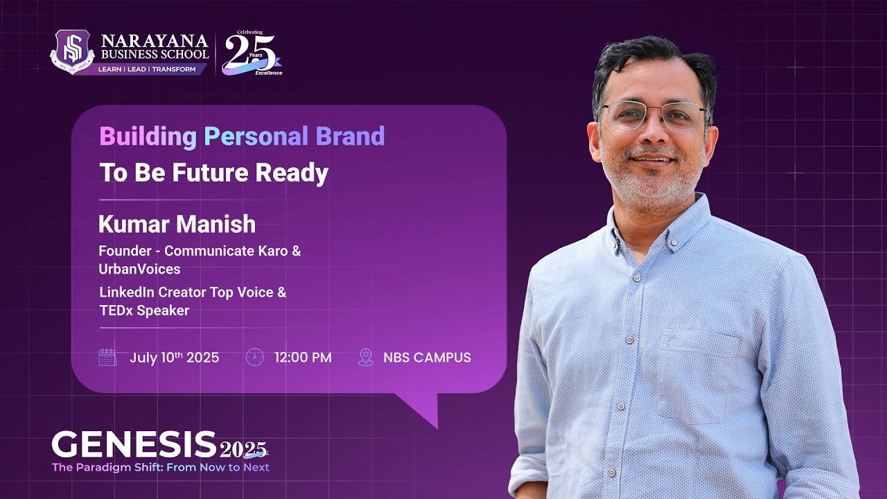 Genesis 2025 event featuring speaker Kumar Manish founder on the topic Building Personal Brand To Be Future Ready.