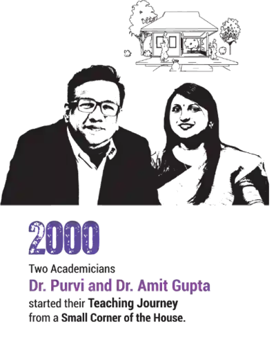 In 2000 Two academicians Dr Purvi and Amit Gupta started their Teaching Journey from a small corner of the house.